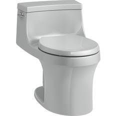 Gray Water Toilets Kohler San Souci 1-piece 1.28 GPF Single Flush Round Toilet in Ice Grey