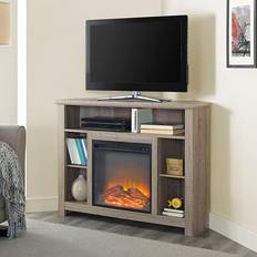 Corner electric fireplace tv stand Walker Edison 44-inch Wood Corner Highboy Fireplace TV Stand Driftwood