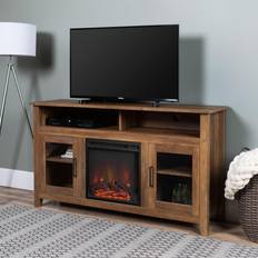 Modern tv stand with fireplace Walker Edison Modern Farmhouse Tall Fireplace TV Stand - Rustic Oak