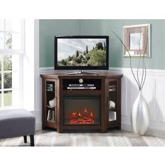 Corner electric fireplace tv stand Walker Edison Corner 48 Inch Fireplace TV Stand Brown