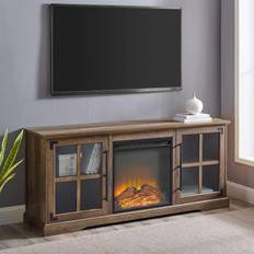 Electric Fireplaces Walker Edison Abigail Barnwood Fireplace Console with Two Door