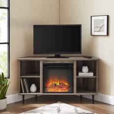 Corner electric fireplace Walker Edison Clyde Gray and Black Fireplace Console