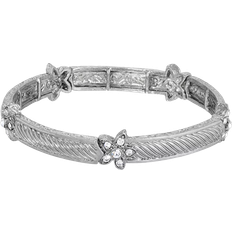 1928 Jewelry Star Stretch Bracelet - Silver/Transparent