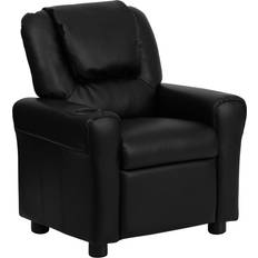 Flash Furniture Sitting Furniture Flash Furniture Contemporary Black LeatherSoft Kids Recliner with Cup Holder Headrest
