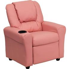 Flash Furniture Sitting Furniture Flash Furniture Contemporary Pink Vinyl Kids Recliner with Cup Holder Headrest