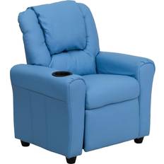 Flash Furniture Sitting Furniture Flash Furniture Contemporary Light Blue Vinyl Recliner with Cup Holder Headrest