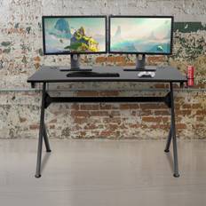 Gaming Desks Flash Furniture Gaming Desk 45.25" x 29" Computer Gamer Workstation with Headphone Holder and 2 Cable Management Holes - Black