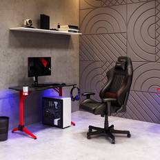 Gaming Desks CorLiving Conqueror Gaming Desk with LED Lights - Red and Black