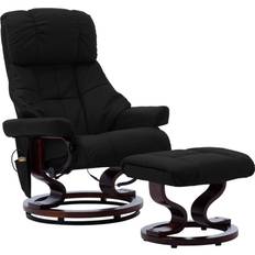 Massage Chairs vidaXL Massage Reclining Chair Black Faux Leather and Bentwood