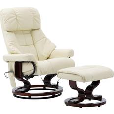 Massage Chairs vidaXL Massagefåtölj gräddvit konstläder och böjträ