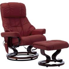 Massage Chairs vidaXL Massagefåtölj vinröd konstläder och böjträ