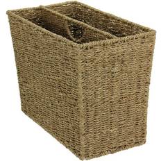 Newspaper Racks on sale Household Essentials Woven Seagrass Side-by-Side Magazine Rack ML-5642