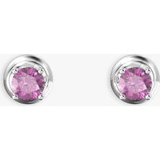 Swarovski Stilla Crystal Round Stud Earrings, Purple/Silver