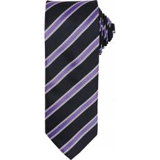 Herre Slips Premier Mens Waffle Stripe Formal Business Tie (One Size) (Black/Rich Violet)