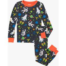 Hatley Kids' Outer Space Print Organic Cotton Pyjamas, Blue/Multi