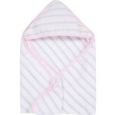 Miracle Baby Boys and Girls Muslin Hooded Towel Pink Gray Stripes Newborn