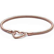Armbänder Pandora Moments Heart Closure Snake Chain Bracelet - Rose Gold