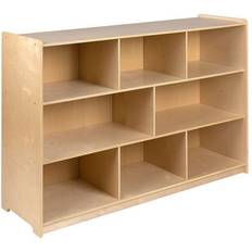Flash Furniture Bookcases Flash Furniture 36H Wooden 8 Section School Classroom Storage Cabinet, Natural MKSTRG002 Quill