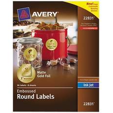 Gold Office Supplies Avery Printable Embossed Foil Round Labels, 2