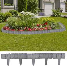 vidaXL Plastic Garden Lawn Fence Stone Look