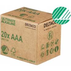 Aaa batteri Deltaco Ultimate Alkaline AAA-batteri, Svanenmärkt, 20-pack (Bulk)