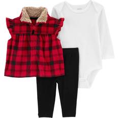 Carter's Baby Girl's Vest Little Jacket Set 3-piece - Buffalo Plaid Check Red