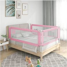 vidaXL Toddler Safety Bed Rail Pink 140x25 Fabric Baby Cot Bed