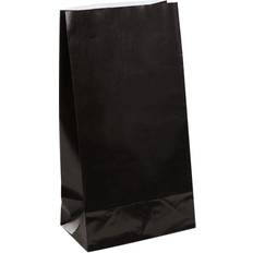 Unique Party 12 Black Paper Gift Bags