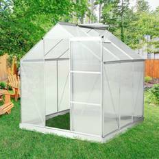 Freestanding Greenhouses OutSunny 6' Portable Walk-In Greenhouse Plant Gardening Canopy w/ Sliding