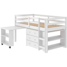 Donco kids Twin Low Loft Bed with Storage 41.2x78"