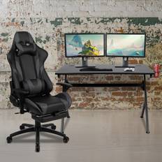 Flash Furniture Gaming Desk & Footrest Reclining Gaming Desk Chair 2-piece Set, Grey