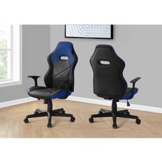 Monarch Specialties Office Gaming Chair Leather-Look Blue High Back