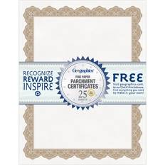 Gold Office Supplies Geographics Parchment Paper Certificates, 8-1/2 in. in., Optima