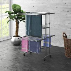 2 tier clothing rack vidaXL 2-Tier Laundry Drying Rack with Wheels Silver 60x70x106 cm