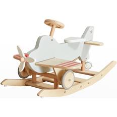 Classic Toys Kid's Wooden Airplane Rocker & Ride-On Gray