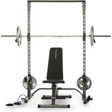 Fitness Reality Multi-Function Adjustable Power Rack Squat Stand with 1000 Super Max Bench