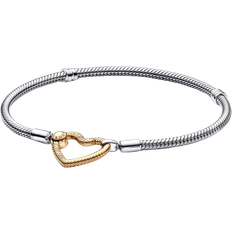 Bracelets Pandora Moments Heart Closure Snake Chain Bracelet - Silver/Gold