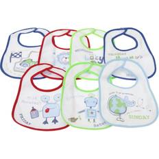 Siklesmekker Universal Textiles Baby Patterned 7 Days Of The Week Bibs In Boys & Girls Options (Pack Of 7) (0-6 Months) (Blue)