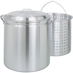 Stockpots Bayou Classic 60-qt Aluminum Stockpot with Lid Basket with lid 15 gal 15.75 "