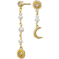 Transparent Smykker Maanesten Sunniva Earrings - Gold/Pearls/Transparent