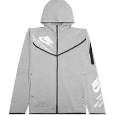 Tops Nike Men's Sportswear Tech Fleece Graphic Full-Zip Hoodie - Grey/White