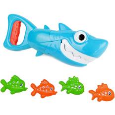 Bath Toys INvench Shark Grabber Baby Bath Toys 2021 Upgraded Blue Shark with Teeth Biting Action Include 4 Toy Fish Bath Toysâ¦ instock