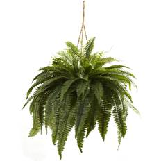 Boxes & Baskets Nearly Natural Double Giant Boston Fern Plant Hanging Basket