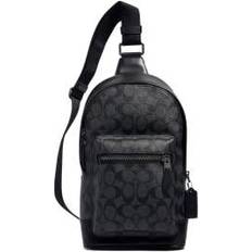 Crossbody Bags Coach West Pack In Signature Canvas - Gunmetal/Charcoal Black