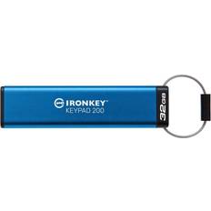 32 GB Minnepenner Kingston IronKey Keypad 200 32GB Blue