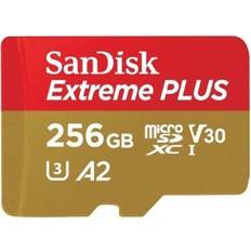 SanDisk 256 GB - microSDXC Minnekort SanDisk Extreme Plus microSDXC Class 10 UHS-I U3 V30 A2 200/140MB/s 256GB +SD adapter