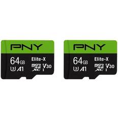 PNY Elite-X microSDXC Class 10 UHS-I U3 A1 V30 64GB (2-Pack) • Price »