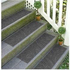 Polyester Stair Carpets Bungalow Flooring Weather Guard Boxwood 8.5" Black, Gray