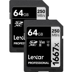 LEXAR Memory Cards LEXAR Media 64GB PRO SDHC/SDXC 1667X UHS-II 2PK (LSD64GCBNA16672)