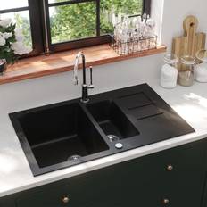 Oppvaskbenker & Benkeplater vidaXL Granite Kitchen Sink Double Basins